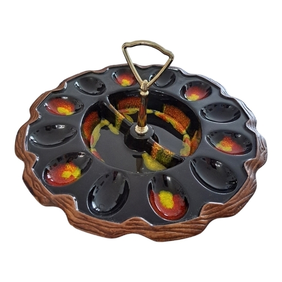 Vintage USA ceramic egg relish plate Sequoia ware 725 treasure craft retro - Picture 2 of 9